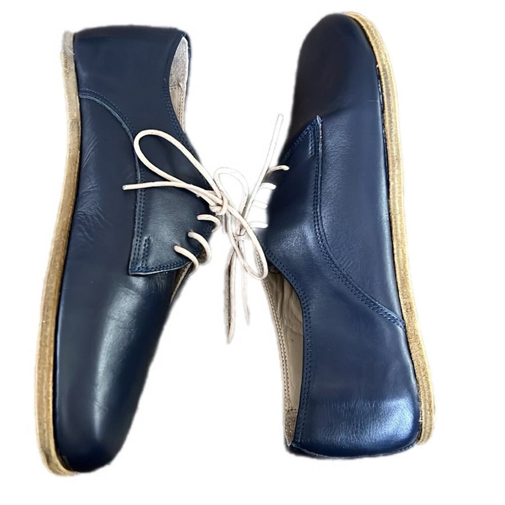 Aintap Barefoot Leather Oxfords 40 Navy Blue Womens Shoes Zero Drop Comfort - Picture 4 of 7